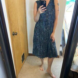 Banana Republic Factory Sleeveless Pleated Printed Loose Fit Sundress